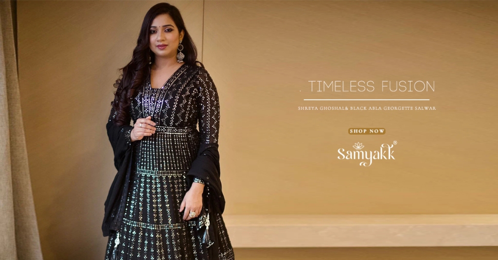 Chic Look of Shreya Ghoshal: The Alluring Black Abla Georgette Salwar