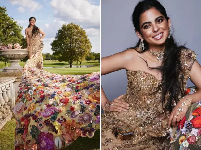 Fusion Fashion: Isha Ambani Stuns in Couture Saree Gown